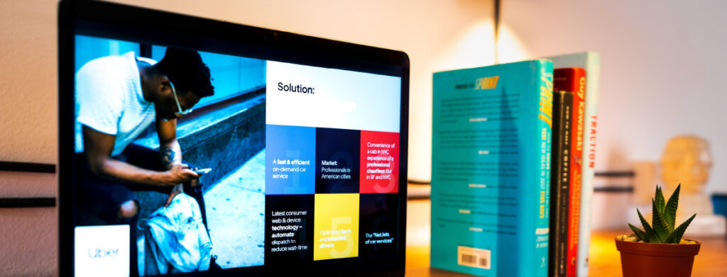 presentation on laptop